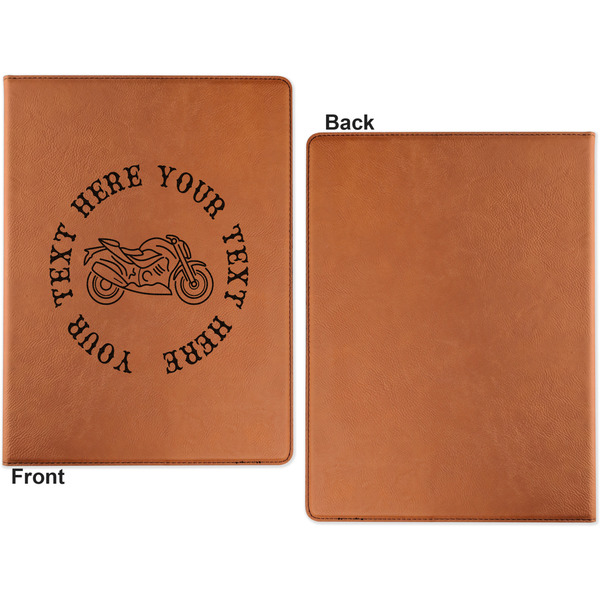 Motorcycle Cognac Leatherette Portfolios with Notepad - Large - Single Sided - Apvl