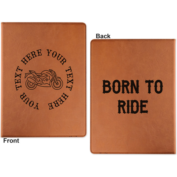 Motorcycle Cognac Leatherette Portfolios with Notepad - Small - Double Sided- Apvl
