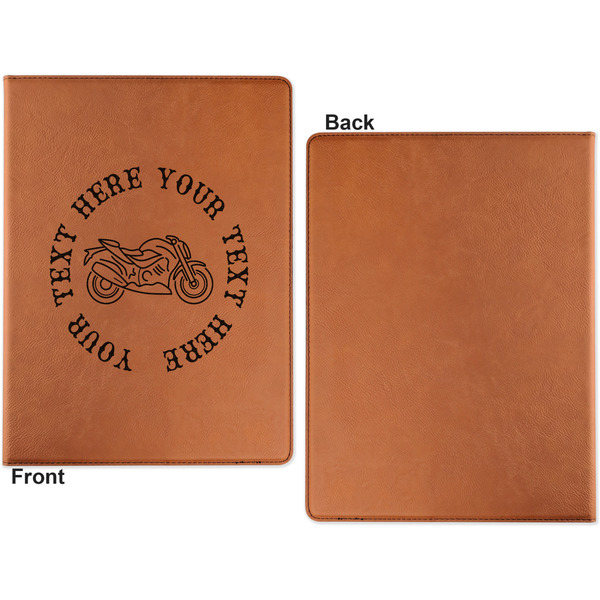Motorcycle Cognac Leatherette Portfolios with Notepad - Small - Single Sided- Apvl