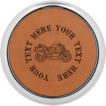 Motorcycle Leatherette Round Coaster w/ Silver Edge - Single or Set (Personalized)