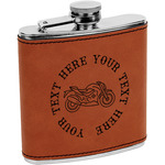 Motorcycle Leatherette Wrapped Stainless Steel Flask (Personalized)