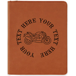 Motorcycle Leatherette Zipper Portfolio with Notepad (Personalized)