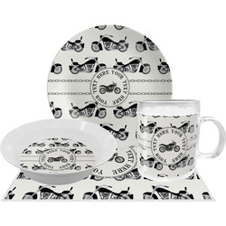 Motorcycle Dinner Set - Single 4 Pc Setting w/ Name or Text