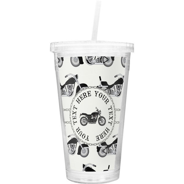 Custom Motorcycle Double Wall Tumbler with Straw (Personalized)