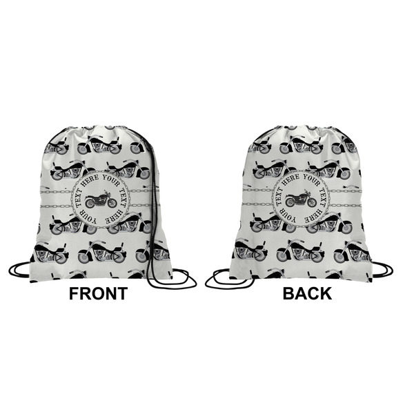 Motorcycle Drawstring Backpack Front & Back Medium