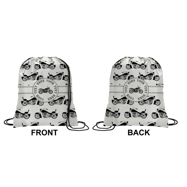 Motorcycle Drawstring Backpack Front & Back Small