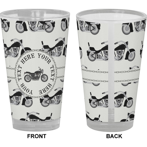 Motorcycle Pint Glass - Full Color - Front & Back Views