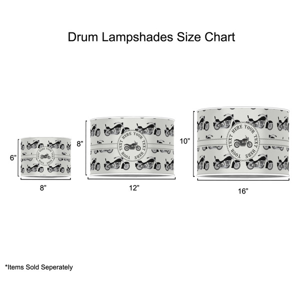 Motorcycle Drum Lampshades - Sizing Chart