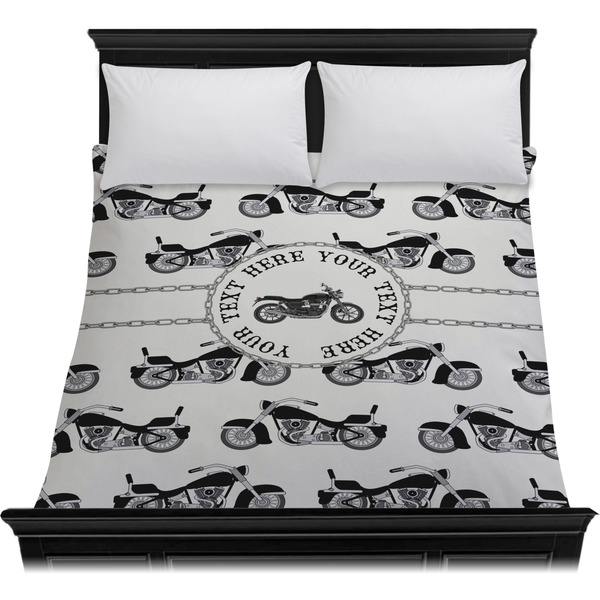 Motorcycle Duvet Cover - Queen - On Bed - No Prop
