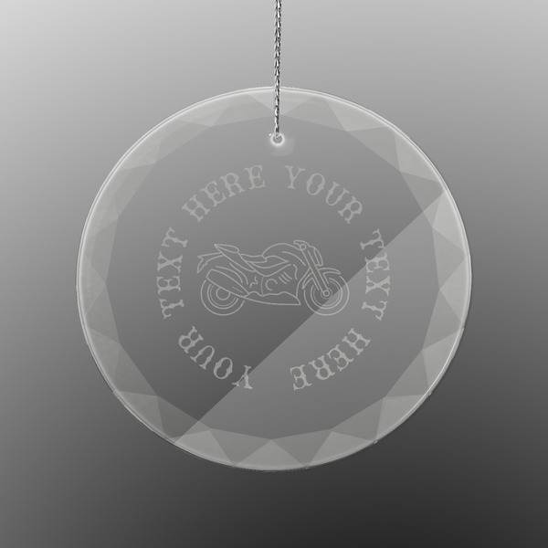 Custom Motorcycle Engraved Glass Ornament - Round (Personalized)