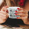 Motorcycle Espresso Cup - 6oz (Double Shot) LIFESTYLE (Woman hands cropped)
