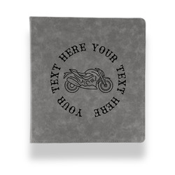 Motorcycle Leather Binder - 1" - Grey (Personalized)