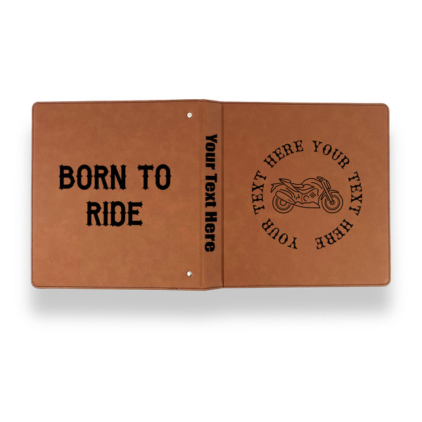Motorcycle Leather Binder - 1" - Rawhide - Back Spine Front View