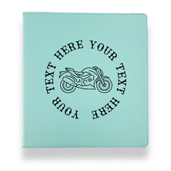 Motorcycle Leather Binder - 1" - Teal (Personalized)