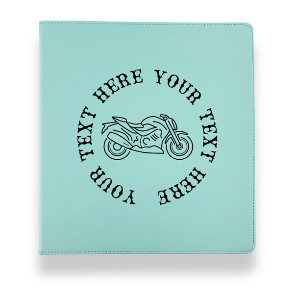 Custom Motorcycle Leather Binder - 1" - Teal (Personalized)