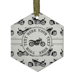 Motorcycle Flat Glass Ornament - Hexagon w/ Name or Text