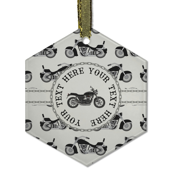 Motorcycle Frosted Glass Ornament - Hexagon