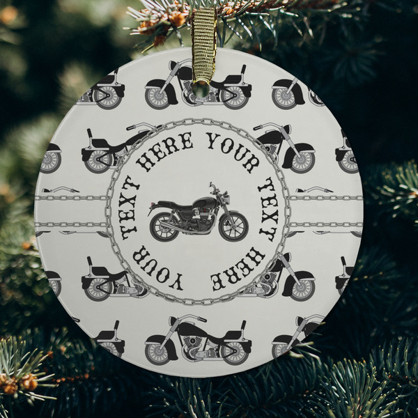 Motorcycle Frosted Glass Ornament - Round (Lifestyle)