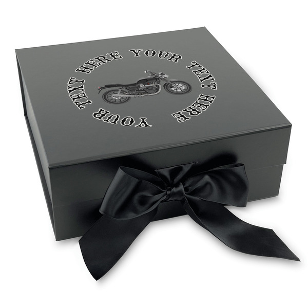 Custom Motorcycle Gift Box with Magnetic Lid - Black (Personalized)