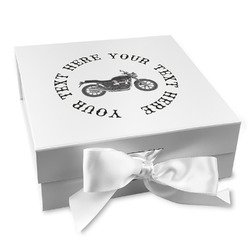 Motorcycle Gift Box with Magnetic Lid - White (Personalized)