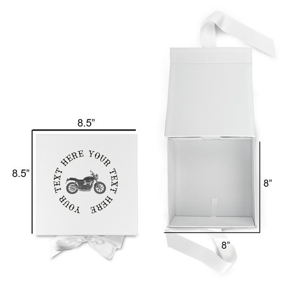 Motorcycle Gift Boxes with Magnetic Lid - White - Open & Closed