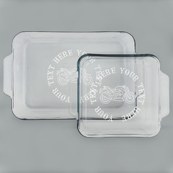 Motorcycle Set of Glass Baking & Cake Dish - 13in x 9in & 8in x 8in (Personalized)