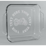 Motorcycle Glass Cake Dish - 8in x 8in (Personalized)