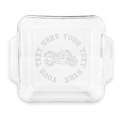 Motorcycle Glass Cake Dish with Truefit Lid - 8in x 8in (Personalized)