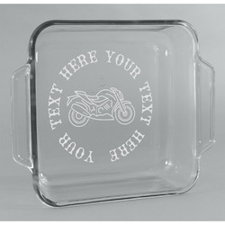 Motorcycle Glass Cake Dish - 8in x 8in (Personalized)