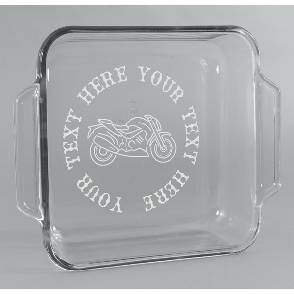 Custom Motorcycle Glass Cake Dish - 8in x 8in (Personalized)