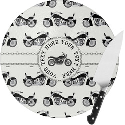 Motorcycle Round Glass Cutting Board - Medium (Personalized)