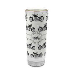 Motorcycle 2 oz Shot Glass - Glass with Gold Rim (Personalized)