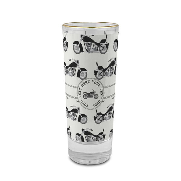Custom Motorcycle 2 oz Shot Glass - Glass with Gold Rim (Personalized)