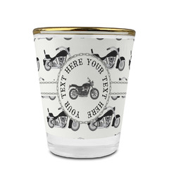 Motorcycle Glass Shot Glass - 1.5 oz - with Gold Rim - Set of 4 (Personalized)