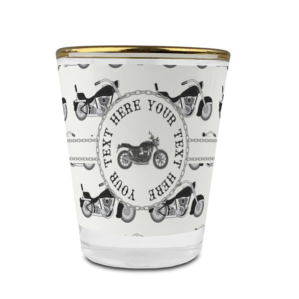 Motorcycle Glass Shot Glass - With gold rim - FRONT