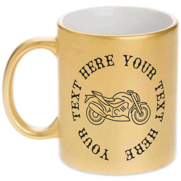 Custom Motorcycle Metallic Gold Mug (Personalized)