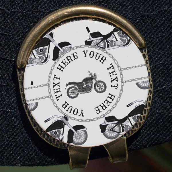 Motorcycle Golf Ball Marker Hat Clip - Gold - Close Up