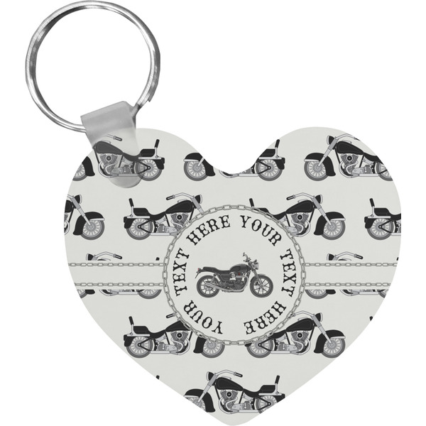 Custom Motorcycle Heart Plastic Keychain w/ Name or Text
