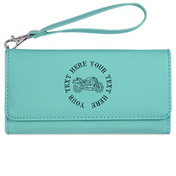 Motorcycle Ladies Leatherette Wallet - Laser Engraved- Teal (Personalized)
