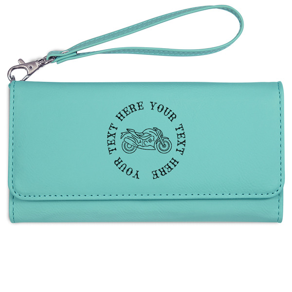 Motorcycle Ladies Wallet - Leather - Teal - Front View