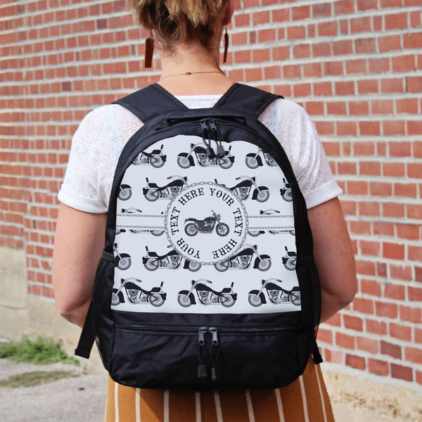 Motorcycle Large Backpack - Black - On Back