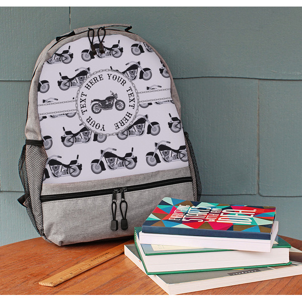 Motorcycle Large Backpack - Gray - On Desk