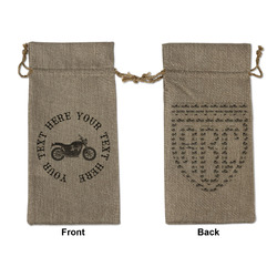 Motorcycle Large Burlap Gift Bag - Front & Back (Personalized)