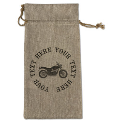 Motorcycle Large Burlap Gift Bag - Front (Personalized)