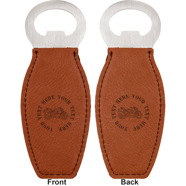 Motorcycle Leather Bar Bottle Opener - Front and Back