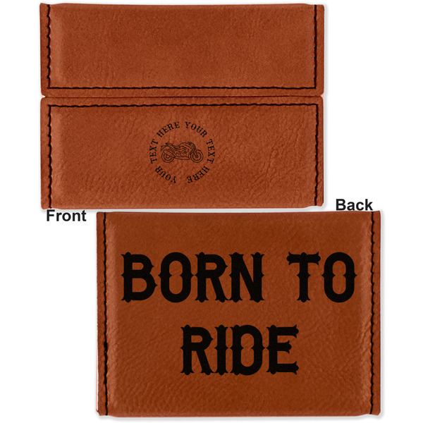 Motorcycle Leather Business Card Holder - Front Back