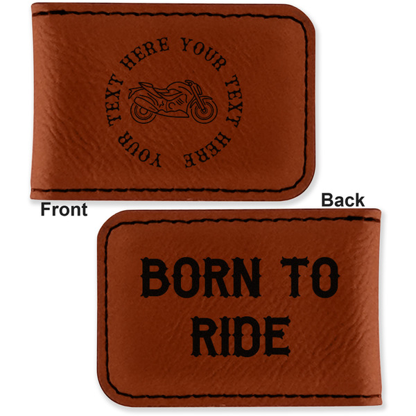 Motorcycle Leatherette Magnetic Money Clip - Front and Back