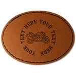 Motorcycle Faux Leather Iron On Patch - Oval (Personalized)