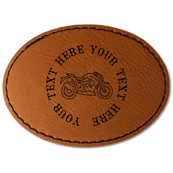 Custom Motorcycle Faux Leather Iron On Patch - Oval (Personalized)