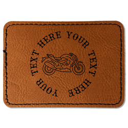 Motorcycle Faux Leather Iron On Patch - Rectangle (Personalized)